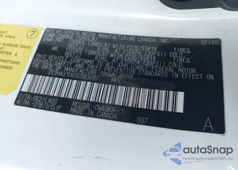 2005 Lexus Rx 330 z USA, uszkodzony, nr VIN 2T2HA31U65C083087